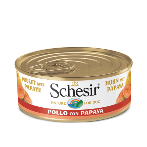 Hrana umeda pentru caini Schesir Fruit cu pui si papaya 150 g