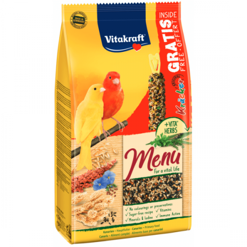 Hrana pentru canari Vitakraft Promo Menu Canar 1kg + Baton 30g Gratis