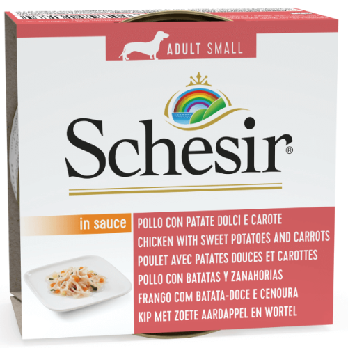 Hrana umeda pentru caini Schesir Adult Small Pui/Cartof/Morcov 85g