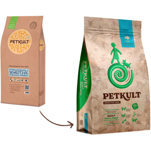 Hrana uscata pentru caini Petkult Sensitive Adult Small, talie mica, Peste 12 Kg