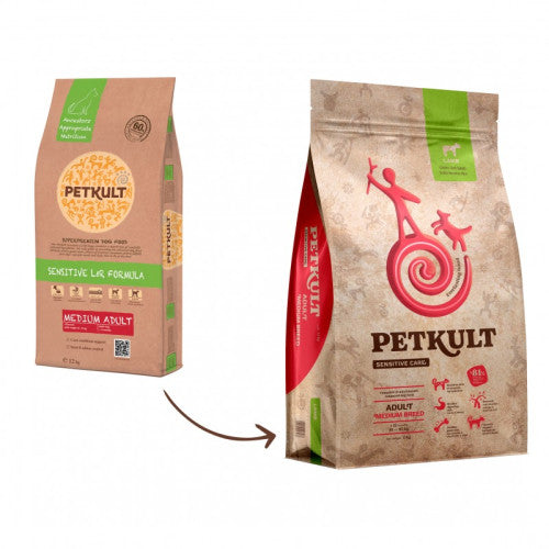 Hrana uscata pentru caini Petkult Sensitive Adult Talie Medie Peste 3 kg