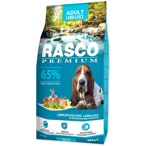 Hrana uscata pentru caini Rasco Premium Adult, cu Miel ?i Orez 15 kg