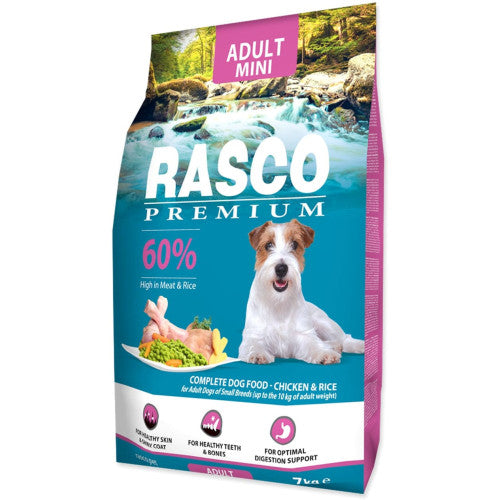 Hrana uscata pentru caini Rasco Premium Adult Mini, cu Pui ?i Orez 7 kg