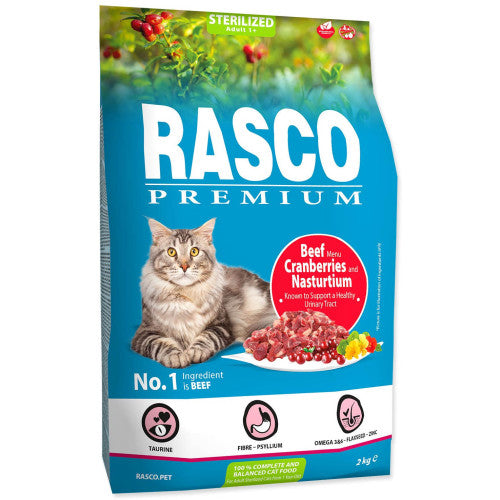 Hrana uscata pentru pisici Rasco Premium Sterilized Vita&amp;Merisoare 2 kg