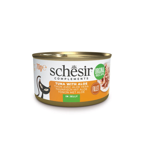 Hrana umeda pentru pisici Schesir conserva Ton si Aloe in jeleu 70gr