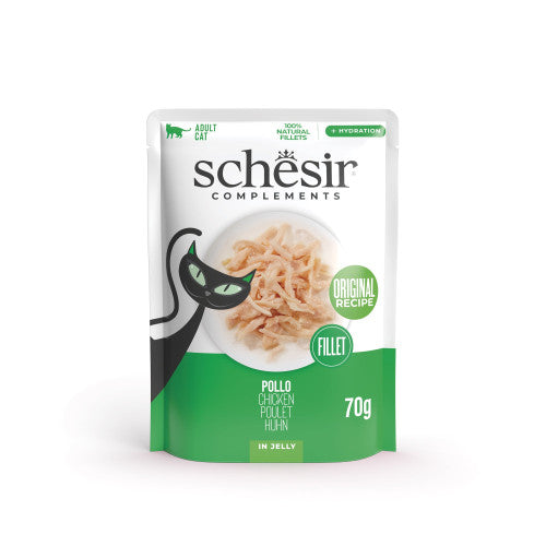Hrana umeda pentru pisici Schesir plic Pui in jeleu 70gr