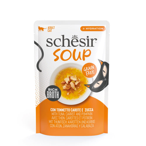 Hrana umeda pentru pisici Schesir Soup plic Ton si Dovleac in supa 40gr