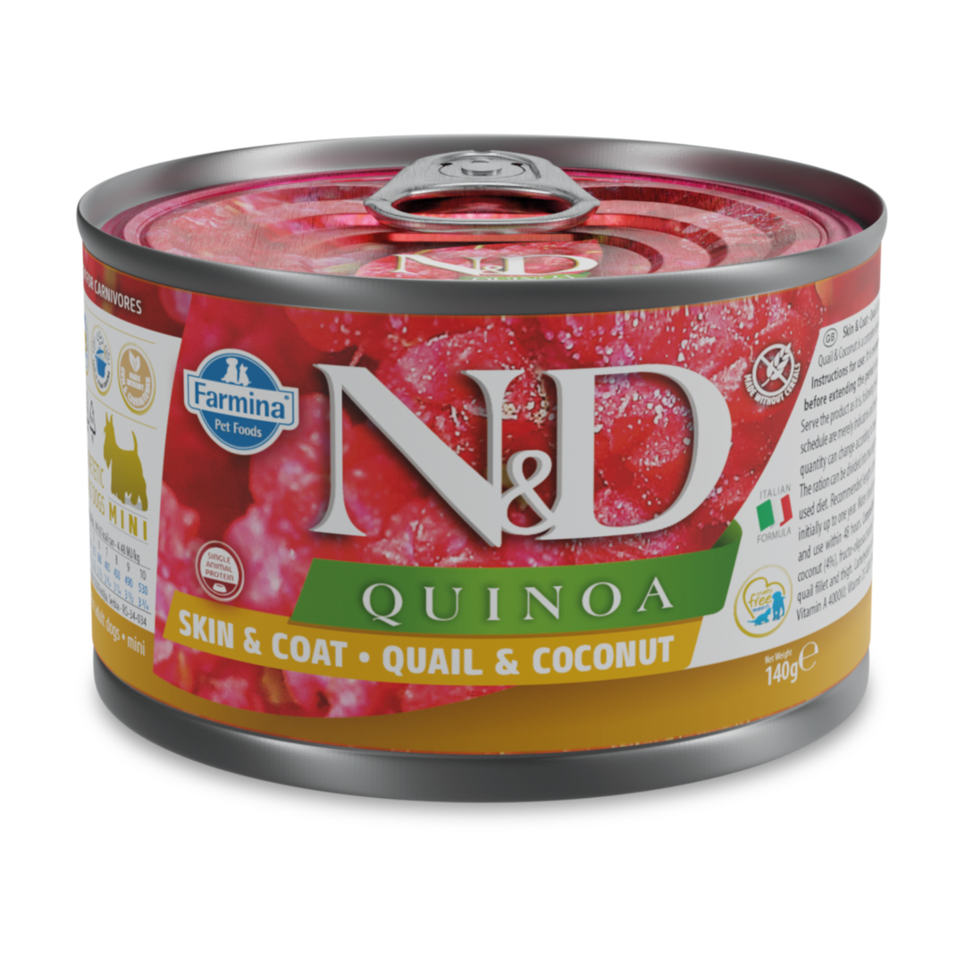 Hrana Umeda Caini Farmina N&D PND140020 | Quinoa, Skin&Coat, 140g