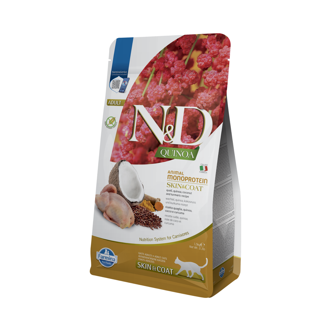 Hrană uscată pisică Farmina N&D QUINOA skin&coat prepeliță 1.5 kg