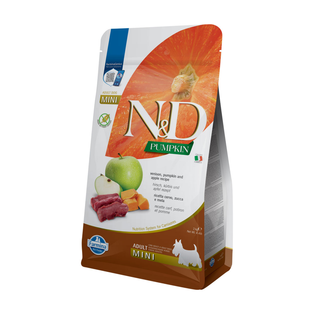 Hrană uscată câine Farmina N&D PUMPKIN vânat & măr adult mini 2 kg