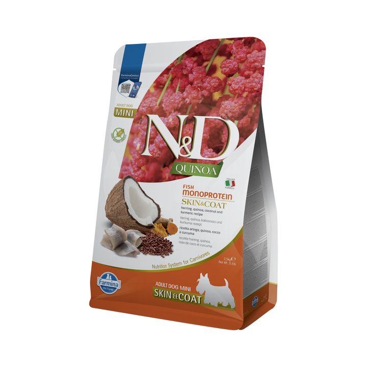 Hrană uscată câine Farmina N&amp;D QUINOA skin &amp; coat hering mini 2.5 kg