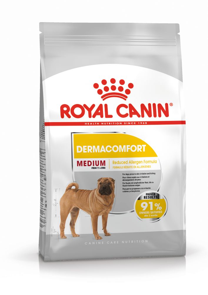 Royal Canin Medium Dermacomfort hrana uscata caine, prevenirea iritatiilor pielii, 3 kg
