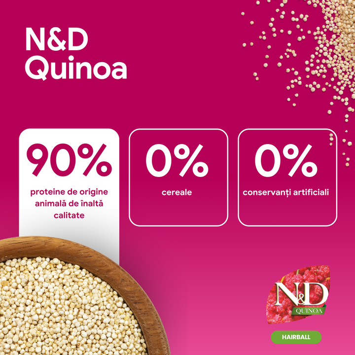 Hrană uscată pisică Farmina N&amp;D QUINOA hairball 1.5 kg