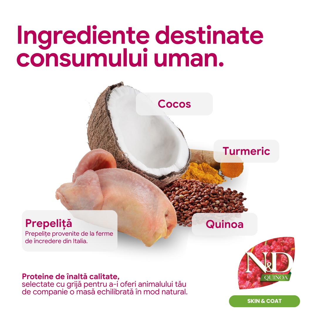 Hrană uscată pisică Farmina N&amp;D QUINOA skin&amp;coat prepeliță 1.5 kg