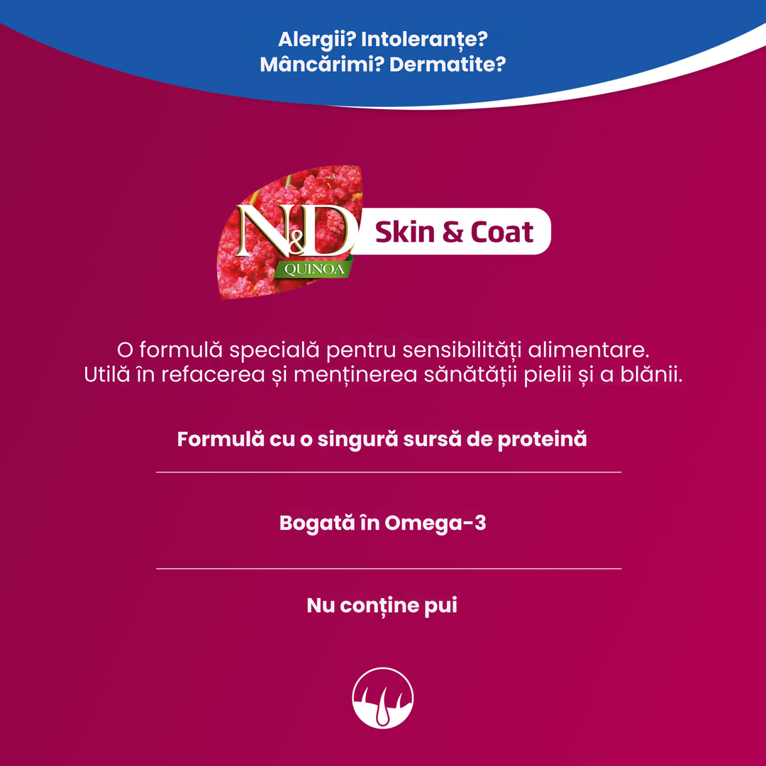 Hrana Umeda Caini Farmina N&amp;D PND285020 | Quinoa, Skin&amp;Coat, 285g