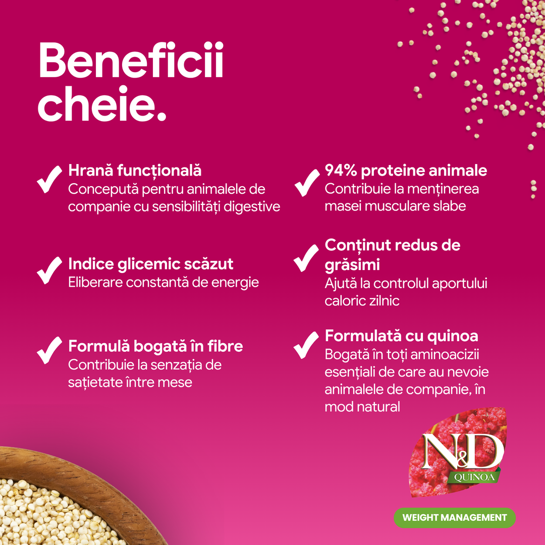 Hrană uscată pisică Farmina N&amp;D QUINOA weight management 1.5 kg