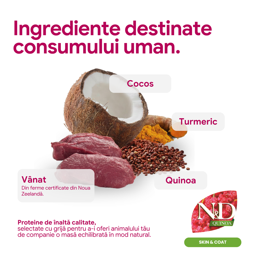 Hrană uscată câine Farmina N&amp;D QUINOA skin &amp; coat vânat mini 2.5 kg