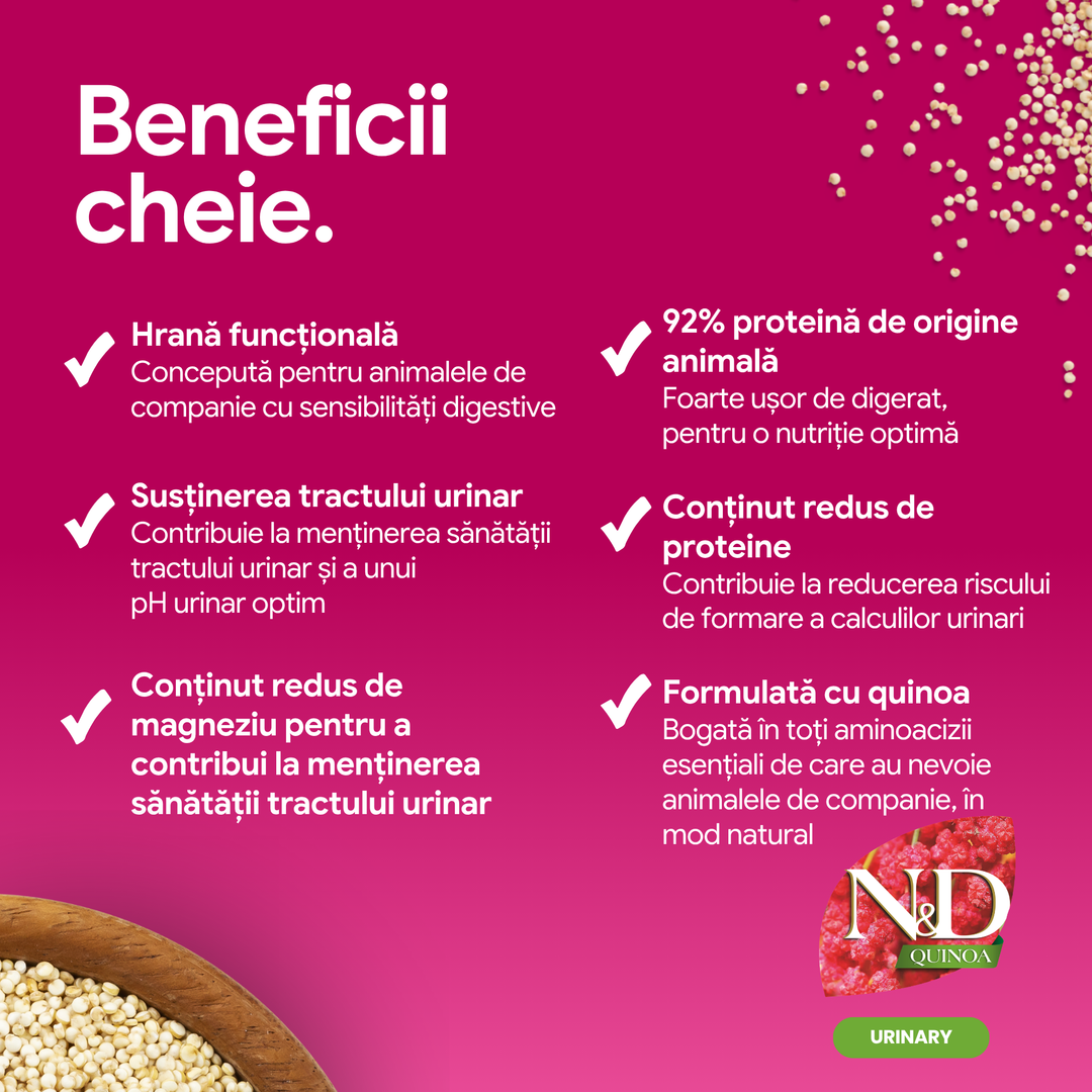 Hrană uscată pisică Farmina N&amp;D QUINOA urinary 1.5 kg