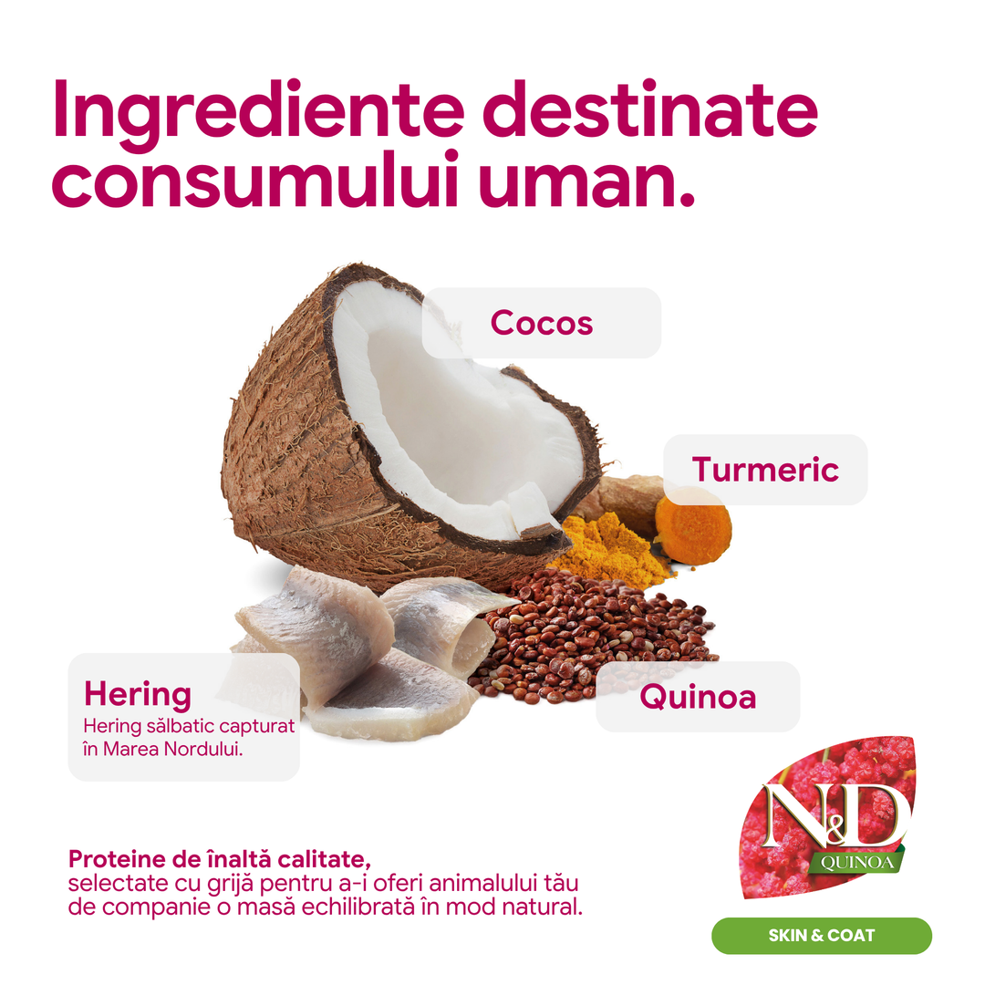 Hrană uscată câine Farmina N&amp;D QUINOA skin &amp; coat hering mini 2.5 kg