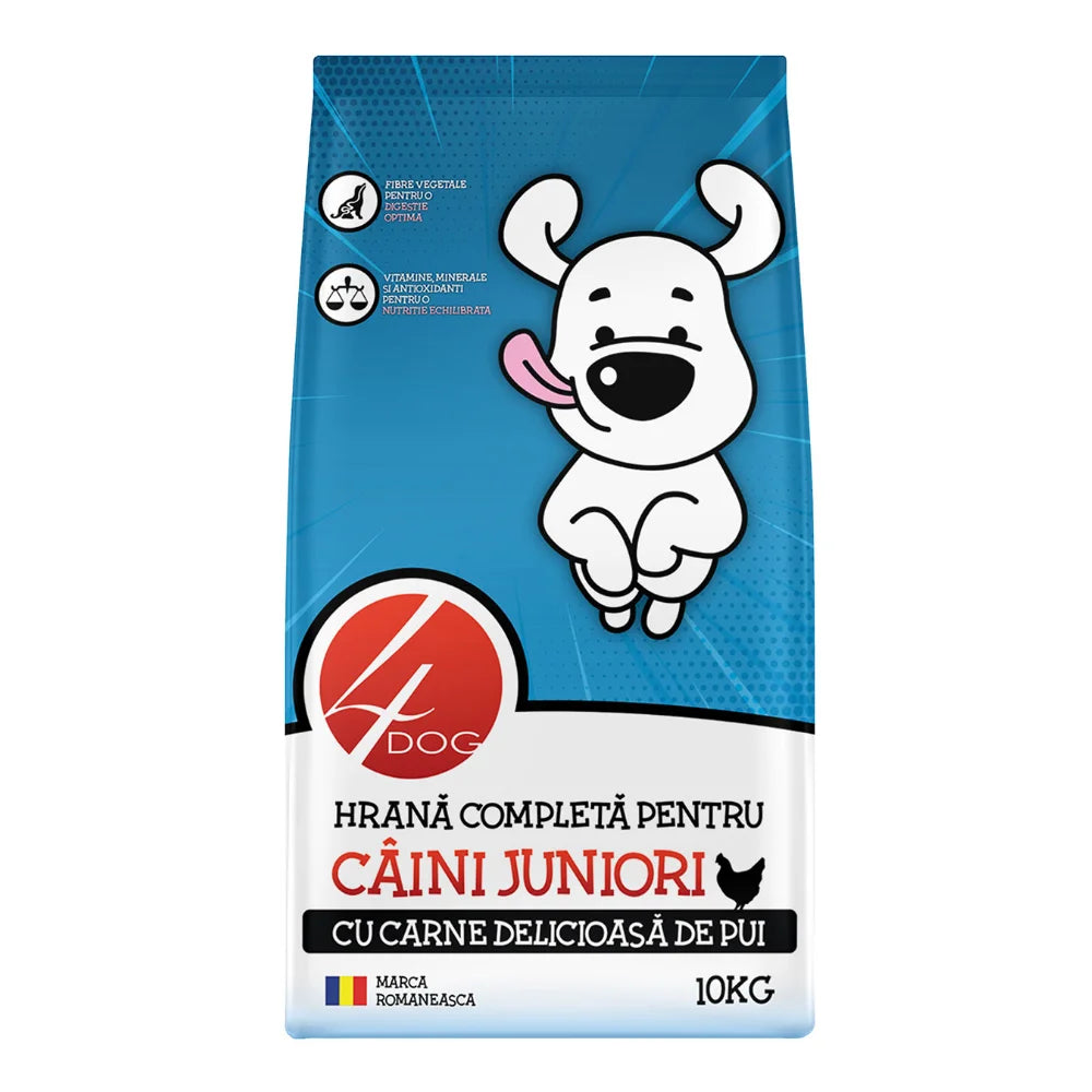 Hrană uscată câini junior cu pui 10kg 4DOG