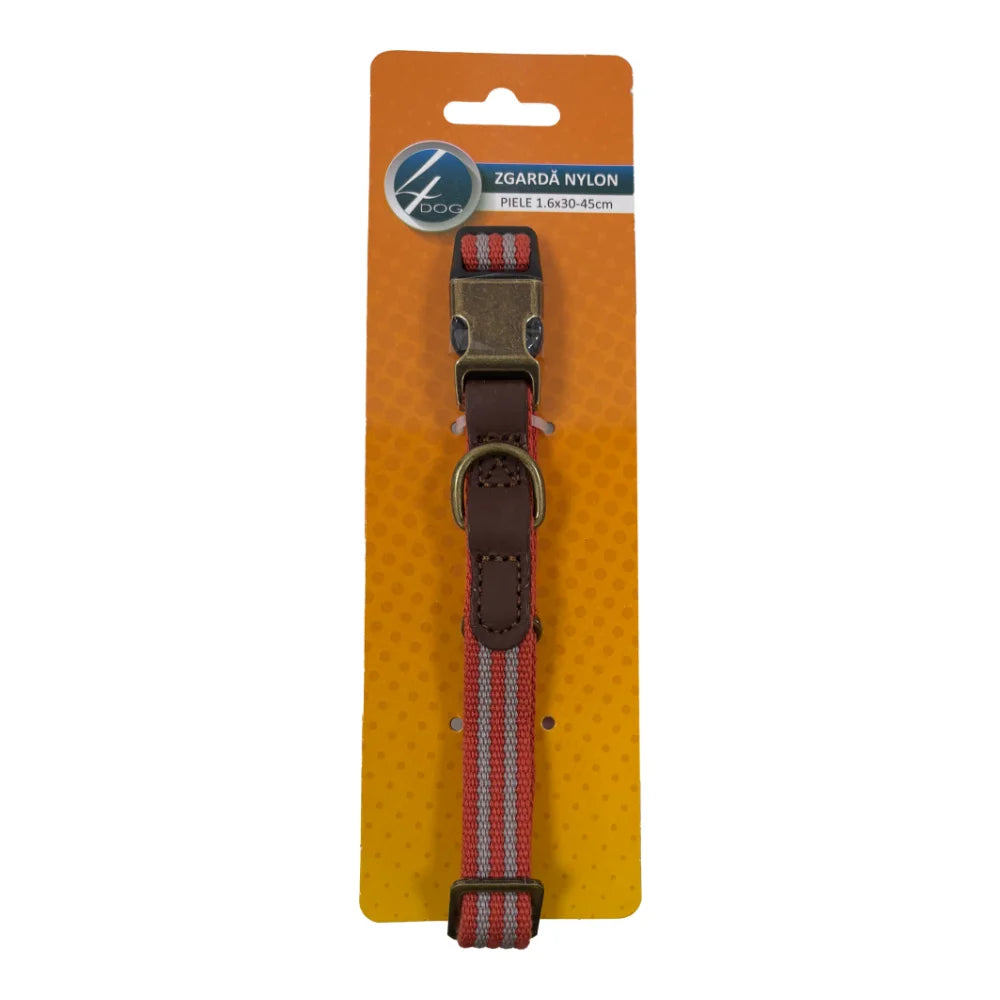 Zgardă confortabila și eleganta din nylon și piele 1,6x30-45 cm 4DOG