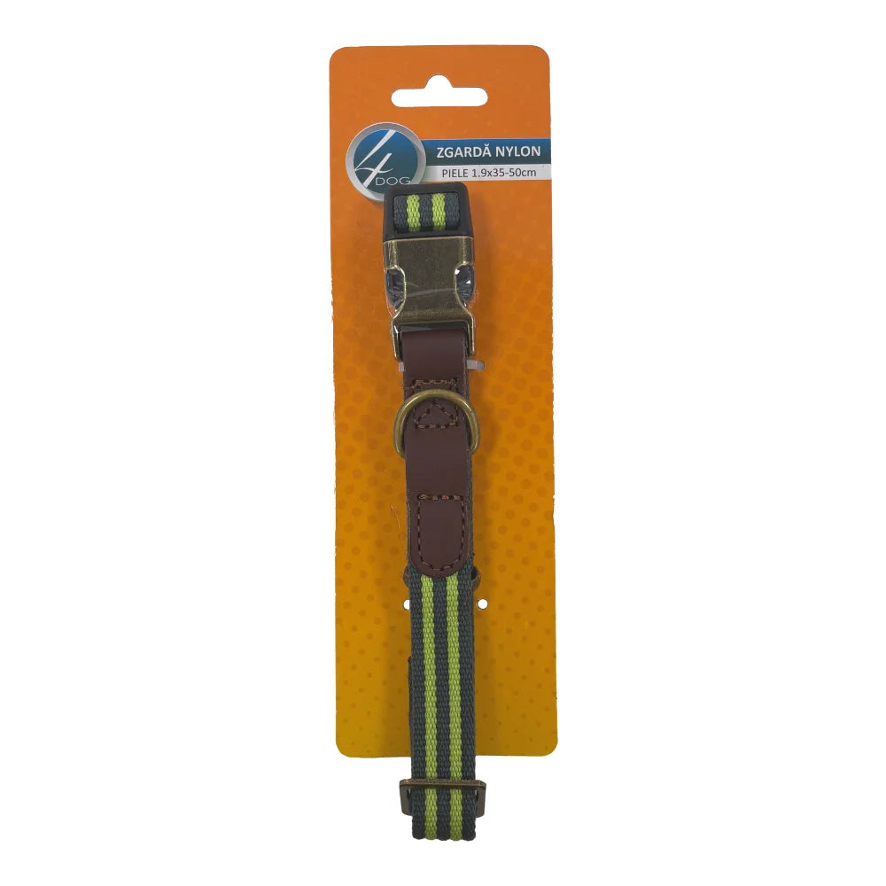 Zgardă de confort și siguranta pentru câini 4DOG, nylon și piele, 1,9x35-50 cm