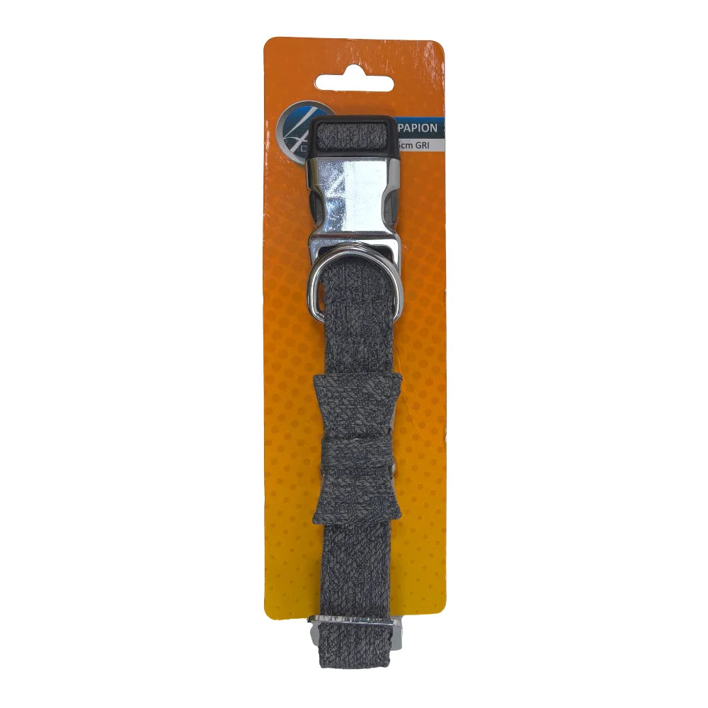 Zgardă papion elegant pentru câini mari și medii, 4DOG, gri, reglabil 2,5x40-55 cm