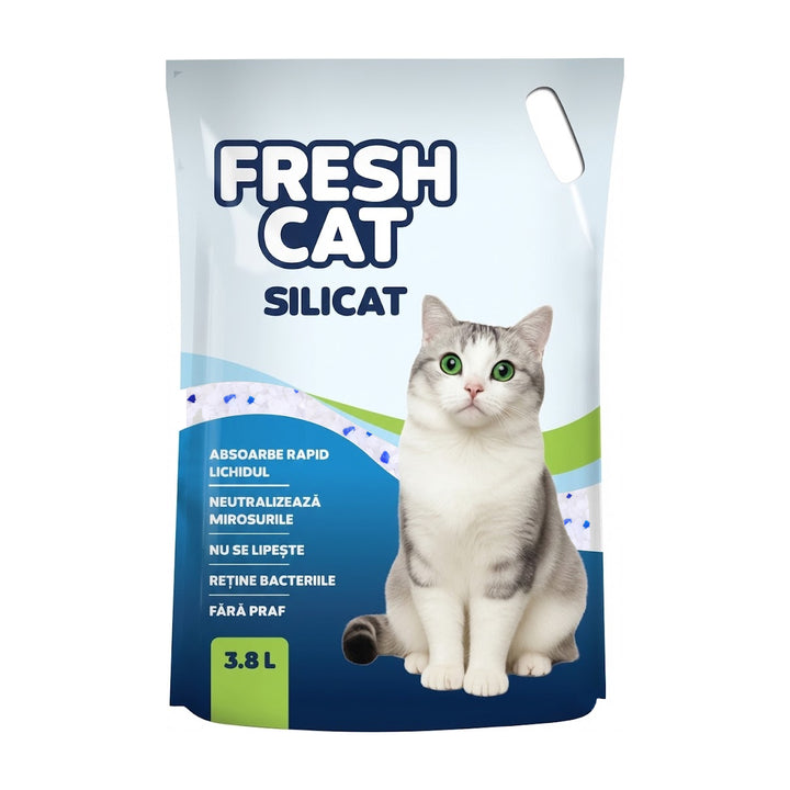 Asternut igienic silicat Fresh Cat 3.8L (1.5kg) - alb cu cristale albastre