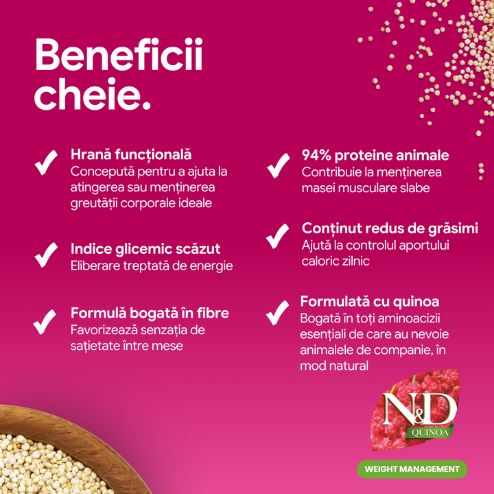Hrană uscată câine Farmina N&amp;D QUINOA weight management mini 2.5 kg