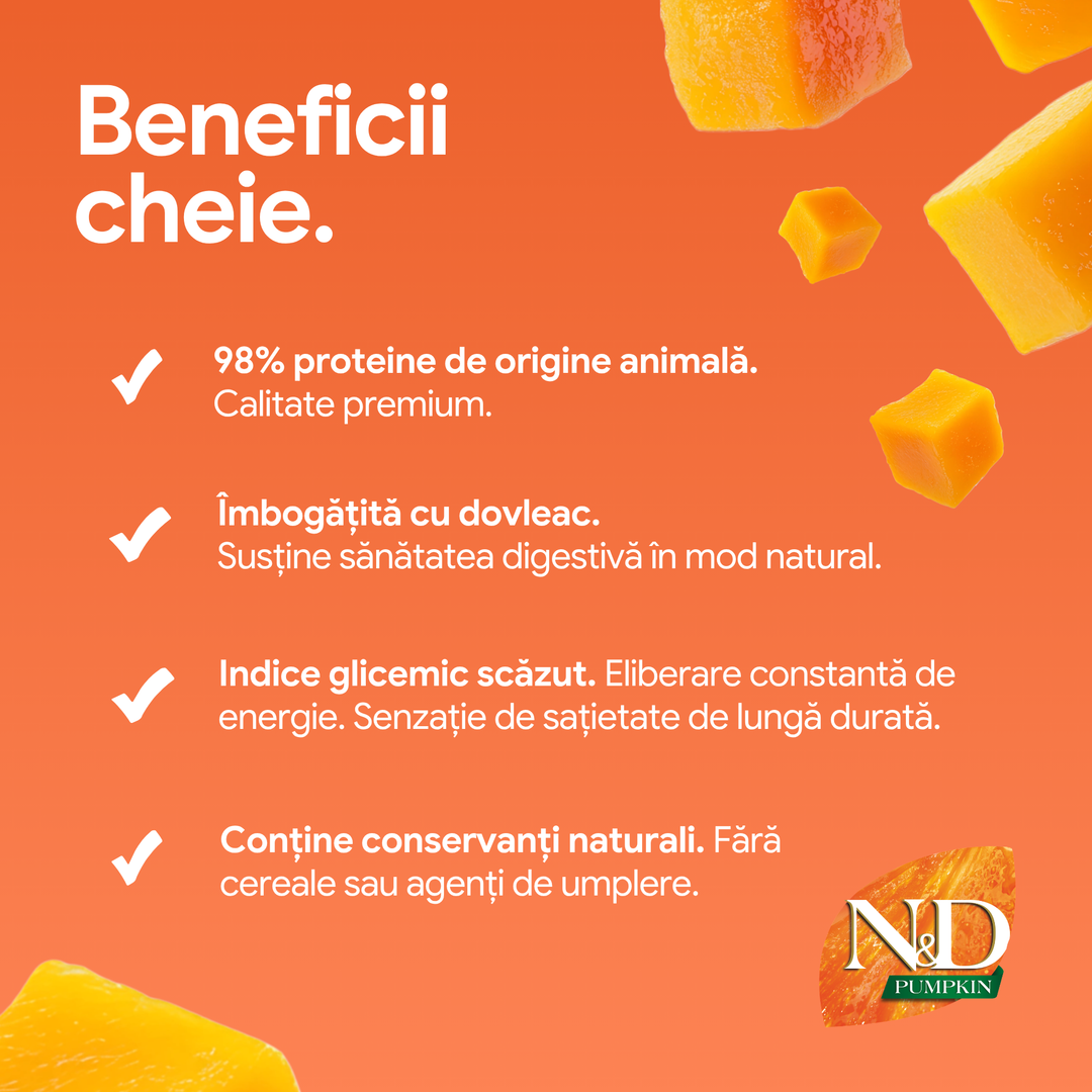 Hrană uscată câine Farmina N&amp;D PUMPKIN miel &amp; afine adult mini 2.5 kg