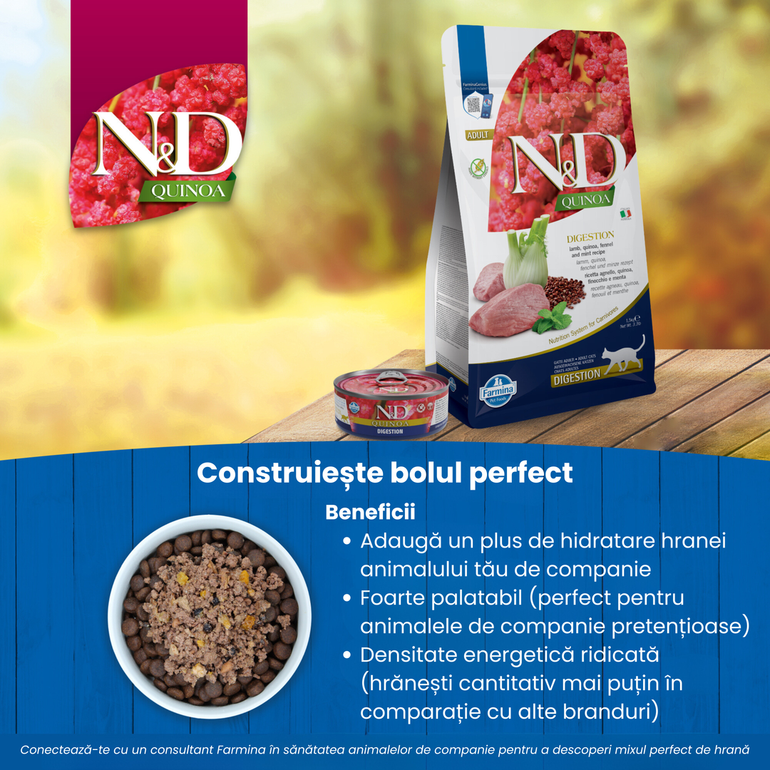 Hrană umedă pisică Farmina N&amp;D QUINOA digestion hrană umedă 80 gr