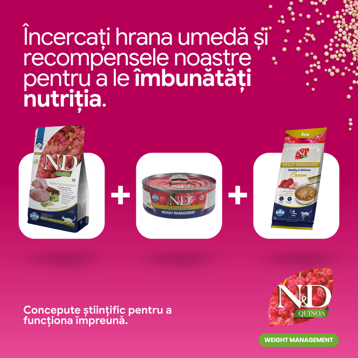 Hrană uscată pisică Farmina N&amp;D QUINOA weight management 1.5 kg
