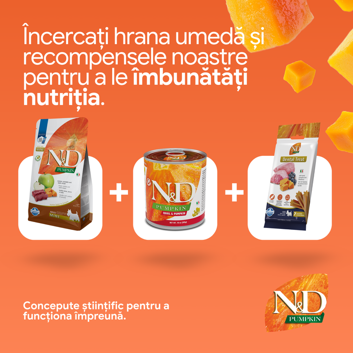 Hrană uscată câine Farmina N&amp;D PUMPKIN vânat &amp; măr adult mini 2 kg