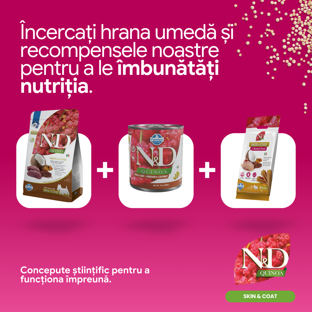 Hrană uscată câine Farmina N&amp;D QUINOA skin &amp; coat vânat mini 2.5 kg