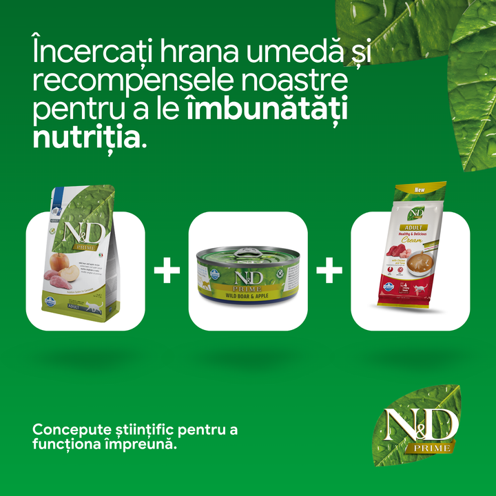 Hrană uscată pisică Farmina N&amp;D PRIME mistreț &amp; măr adult 10 kg