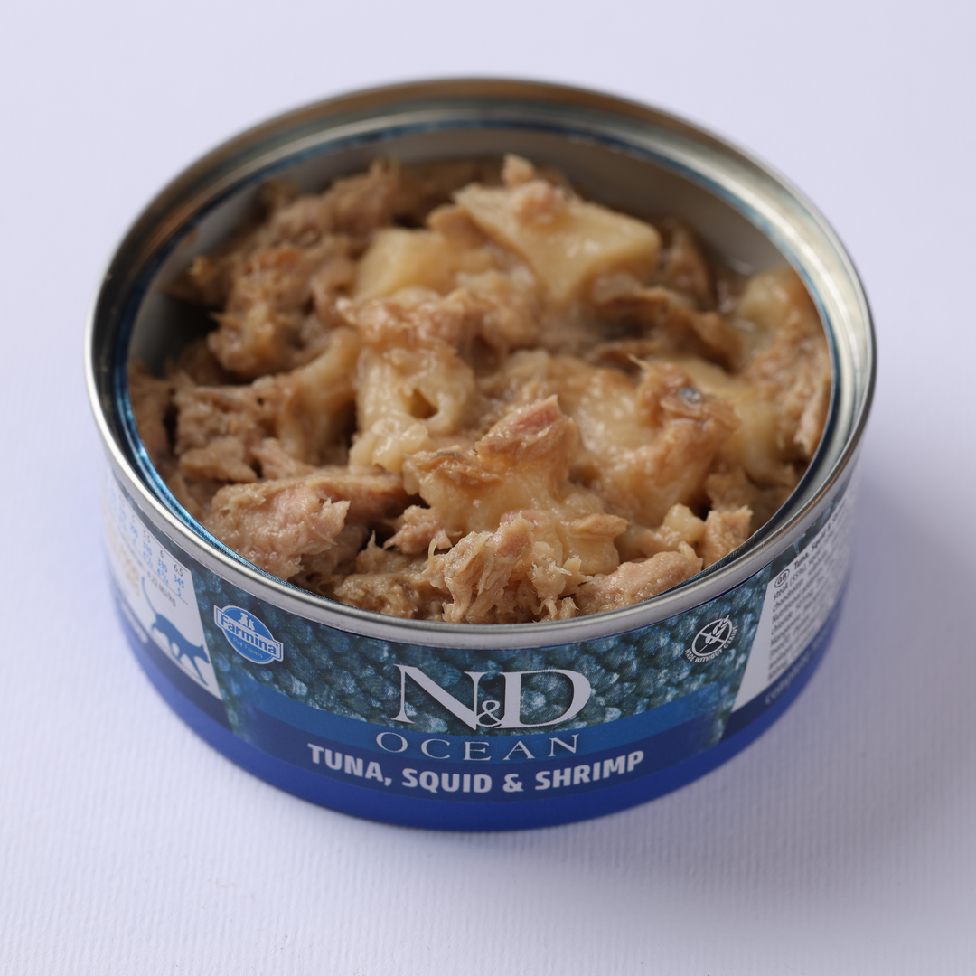 Hrana Umeda Pisici Farmina N&D PND070142 | Ton, Calamar, Crevete, 70gr