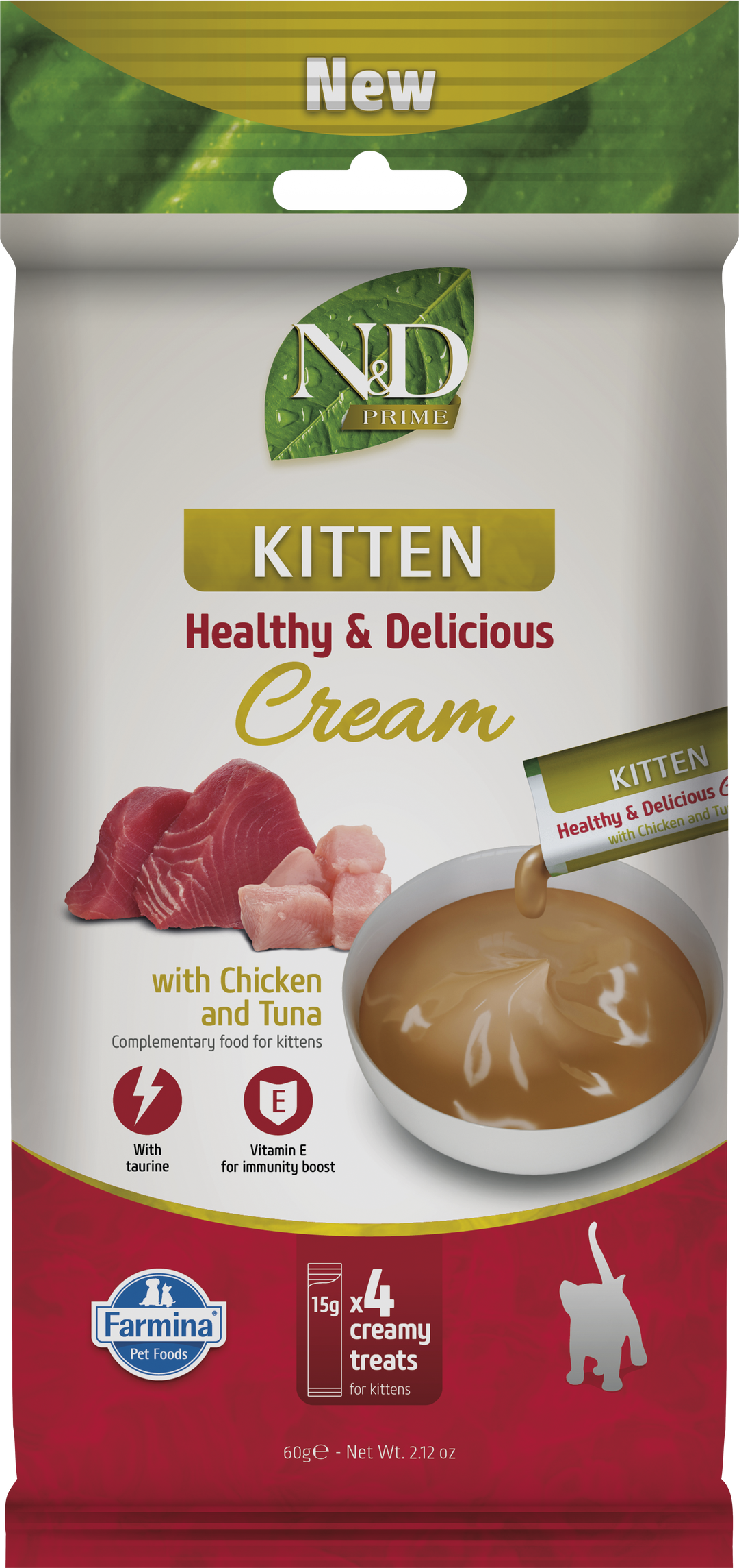 N&amp;D PRIME CREAM CU PUI &amp; TON KITTEN 4x15 GR