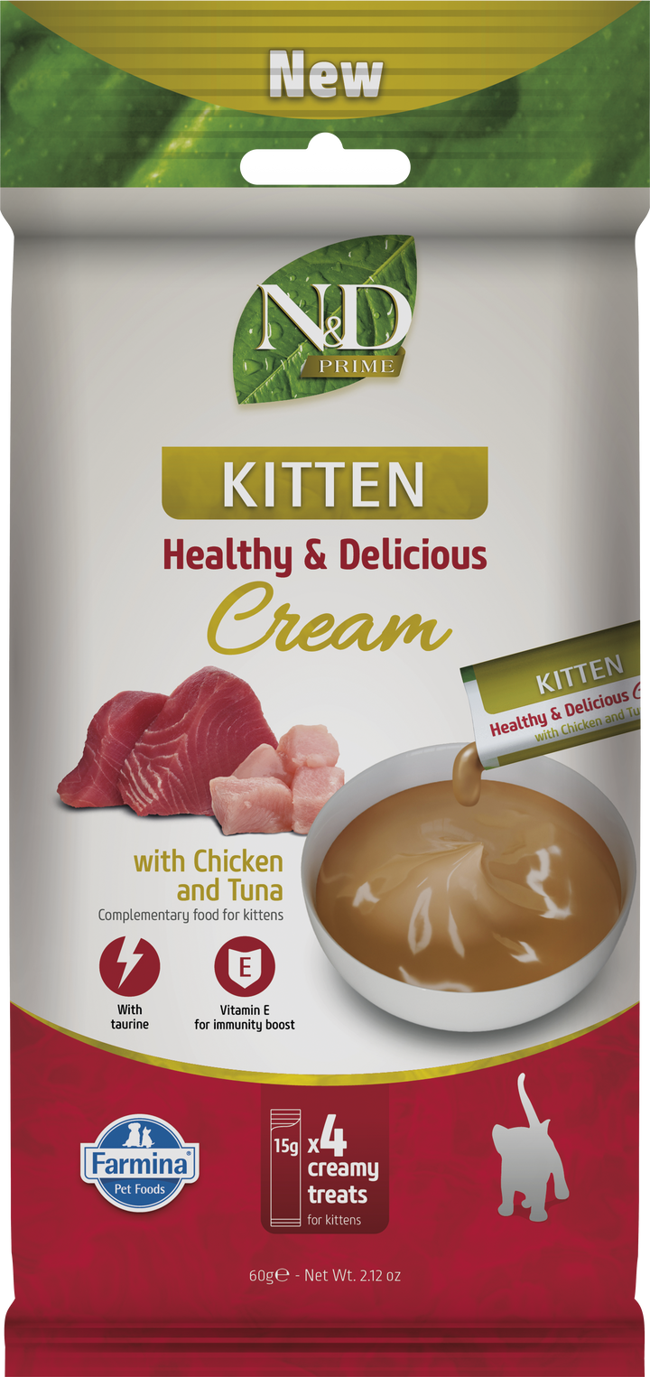N&amp;D PRIME CREAM CU PUI &amp; TON KITTEN 4x15 GR