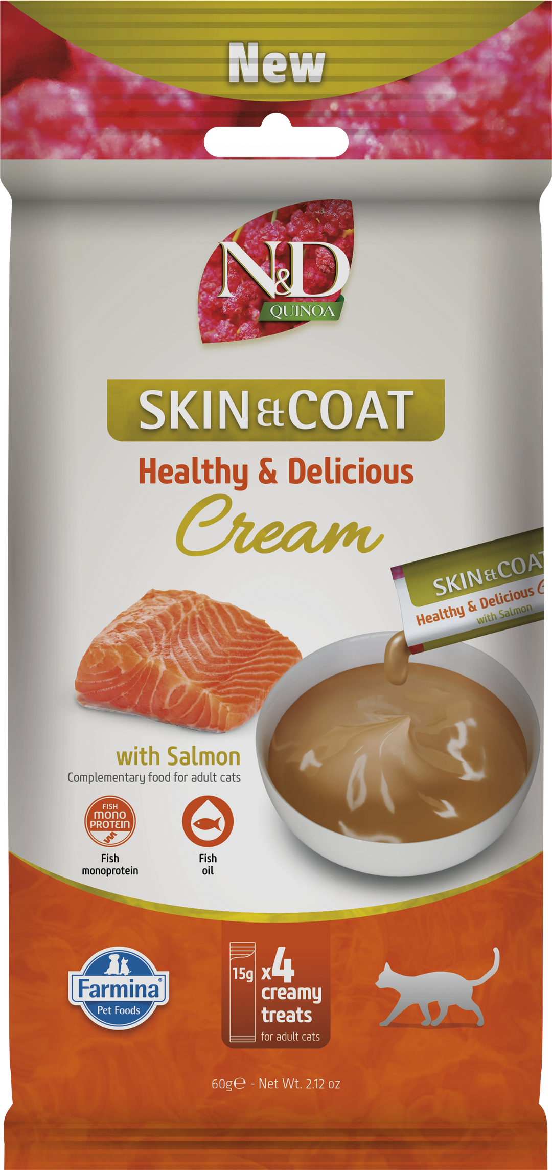 N&amp;D QUINOA SKIN &amp; COAT CREAM CU SOMON, 4x15 GR