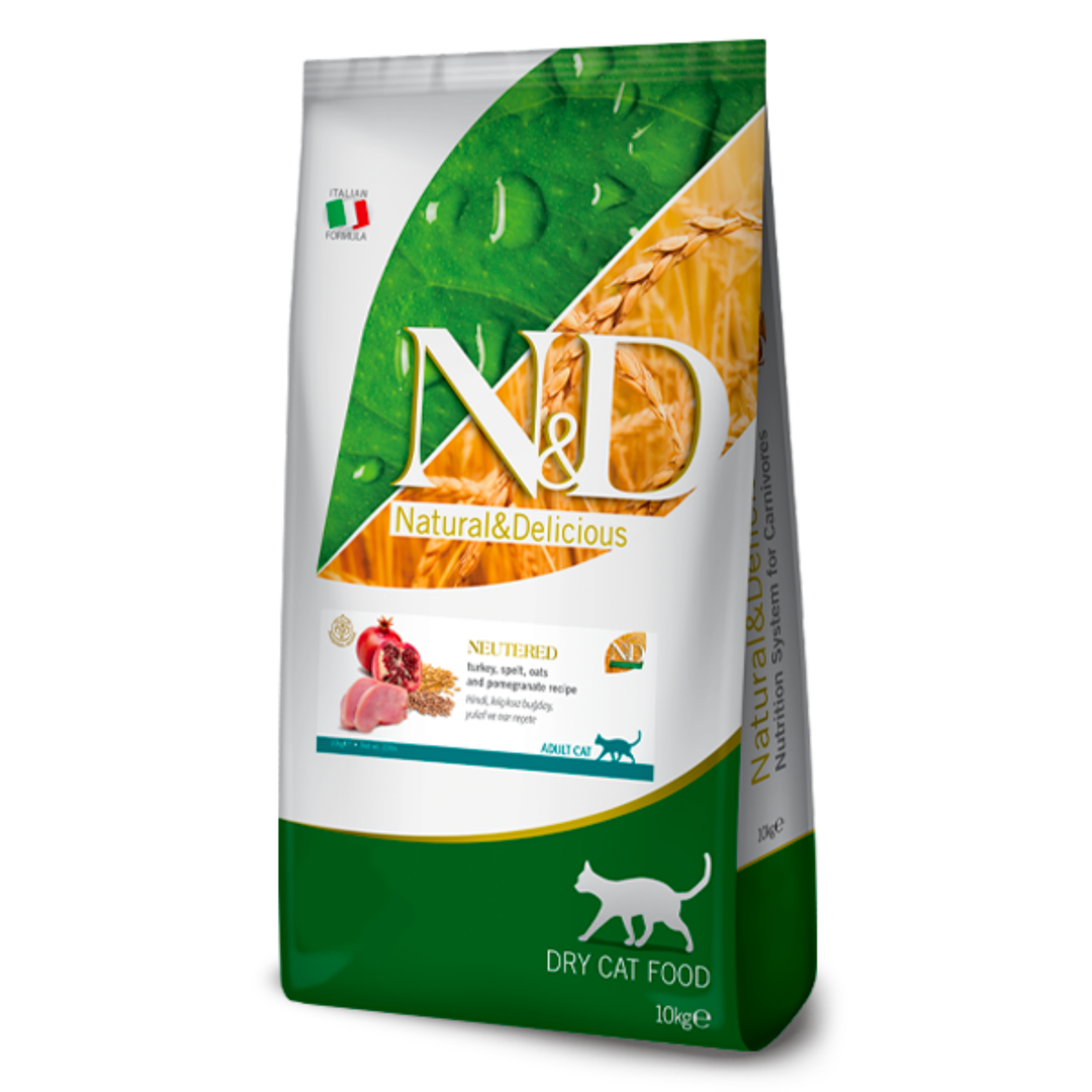 Hrană uscată pisică Farmina N&D ANCESTRAL GRAIN curcan & rodie neutered 10 kg