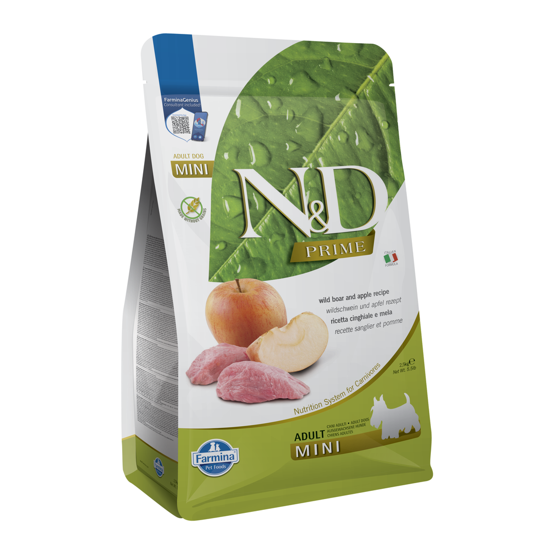 Hrană uscată câine Farmina N&amp;D PRIME mistreț &amp; măr adult mini 2.5 kg