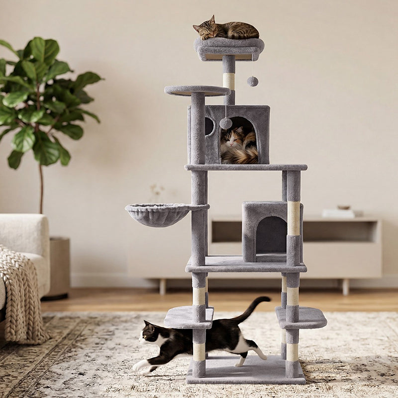 Ansamblu de Joaca Pisici Rebel Animals RA-1009 | 60x49x173 cm, Gri