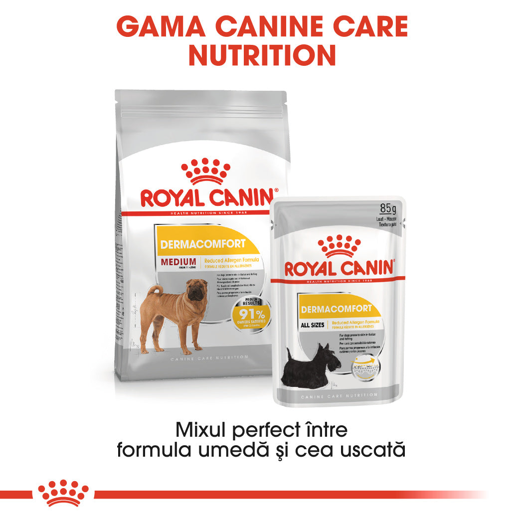Royal Canin Medium Dermacomfort hrana uscata caine, prevenirea iritatiilor pielii, 12 kg