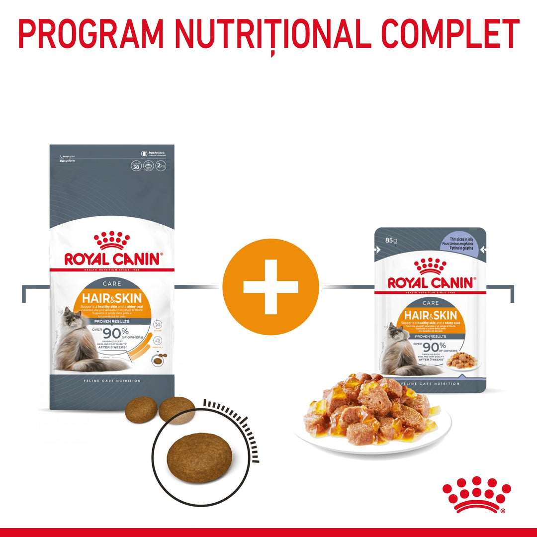 Royal Canin Hair &amp; Skin Care Adult hrana umeda pisica, piele si blana (in aspic), 12 x 85 g