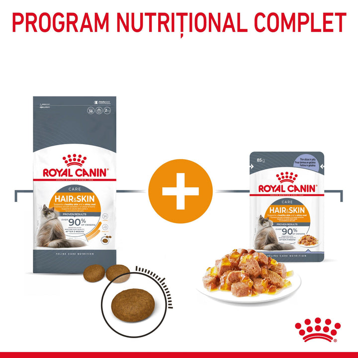 Royal Canin Hair &amp; Skin Care Adult hrana umeda pisica, piele si blana (in aspic), 12 x 85 g