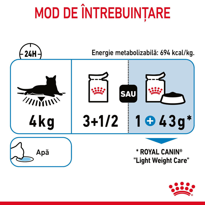 Hrana Umeda Pisici Royal Canin CB93D | Light Weight, 85g, 12x