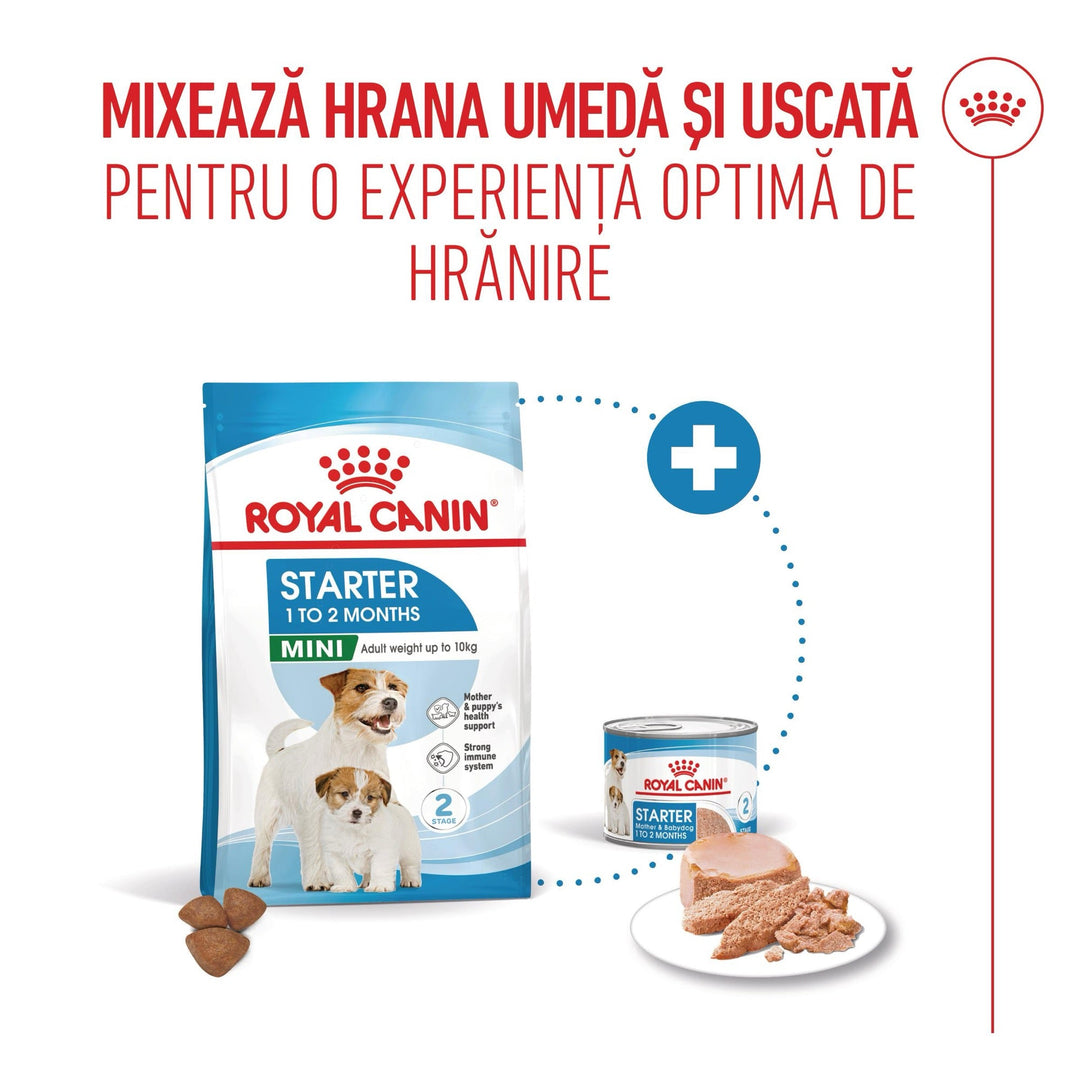 Spumoasa Roz Royal Canin Starter Mousse, mama si puiul, hrana umeda caine (textura ...