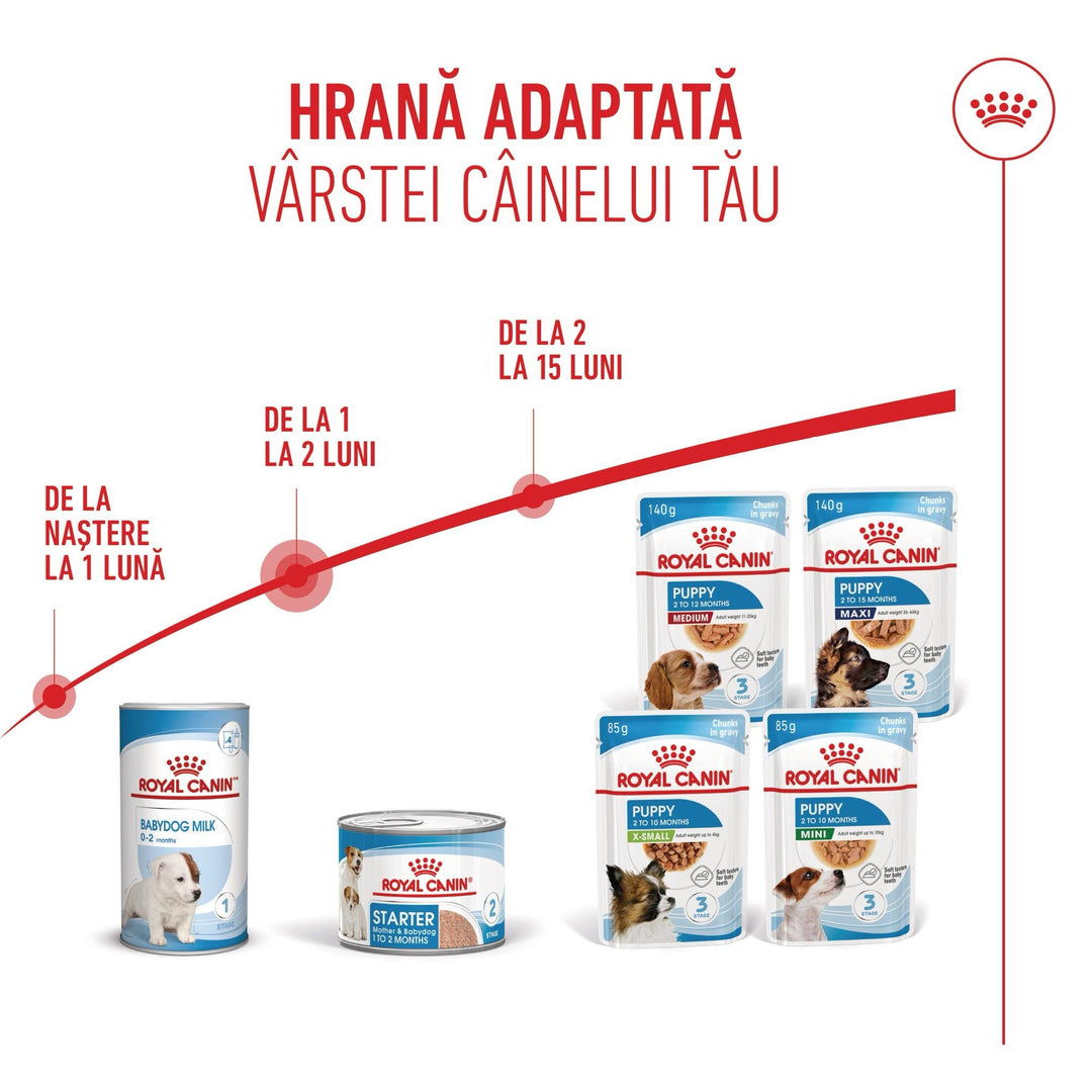 Spumoasa Roz Royal Canin Starter Mousse, mama si puiul, hrana umeda caine (textura ...