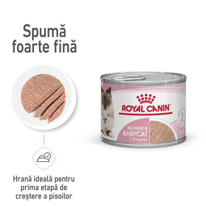 Royal Canin Mother &amp; BabyCat hrana umeda pisica, mama si puiul (textura spumoasa), 195 g
