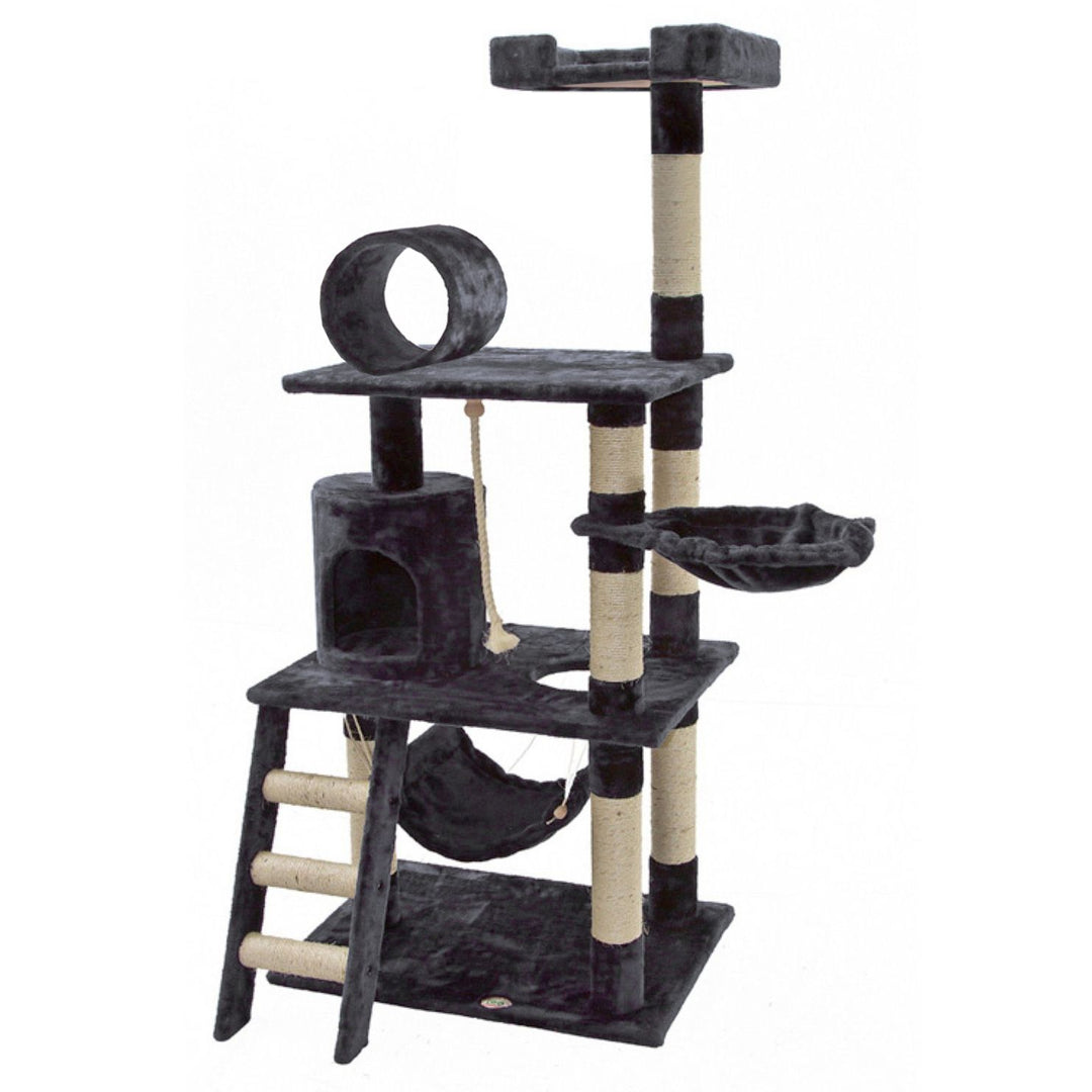 Ansamblu de joacă pentru pisici, MIAU MIAU, lisabona, 73x49x155cm, bleumarin, ideal pentru relaxare și activitate, multifuncțional și durabil